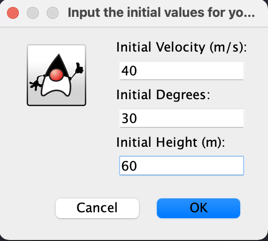 Example user input